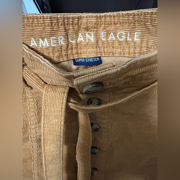 American Eagle Corduroy Button-Front Skirt Camel Brown Super Stretch - Picture 3 of 5